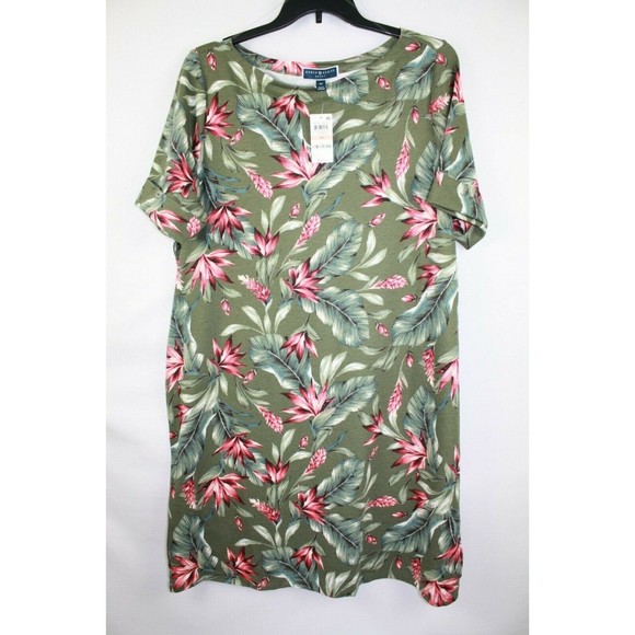 Karen Scott Sports Plus Women's Sports Dress Size 0X Green Floral - Picture 2 of 4